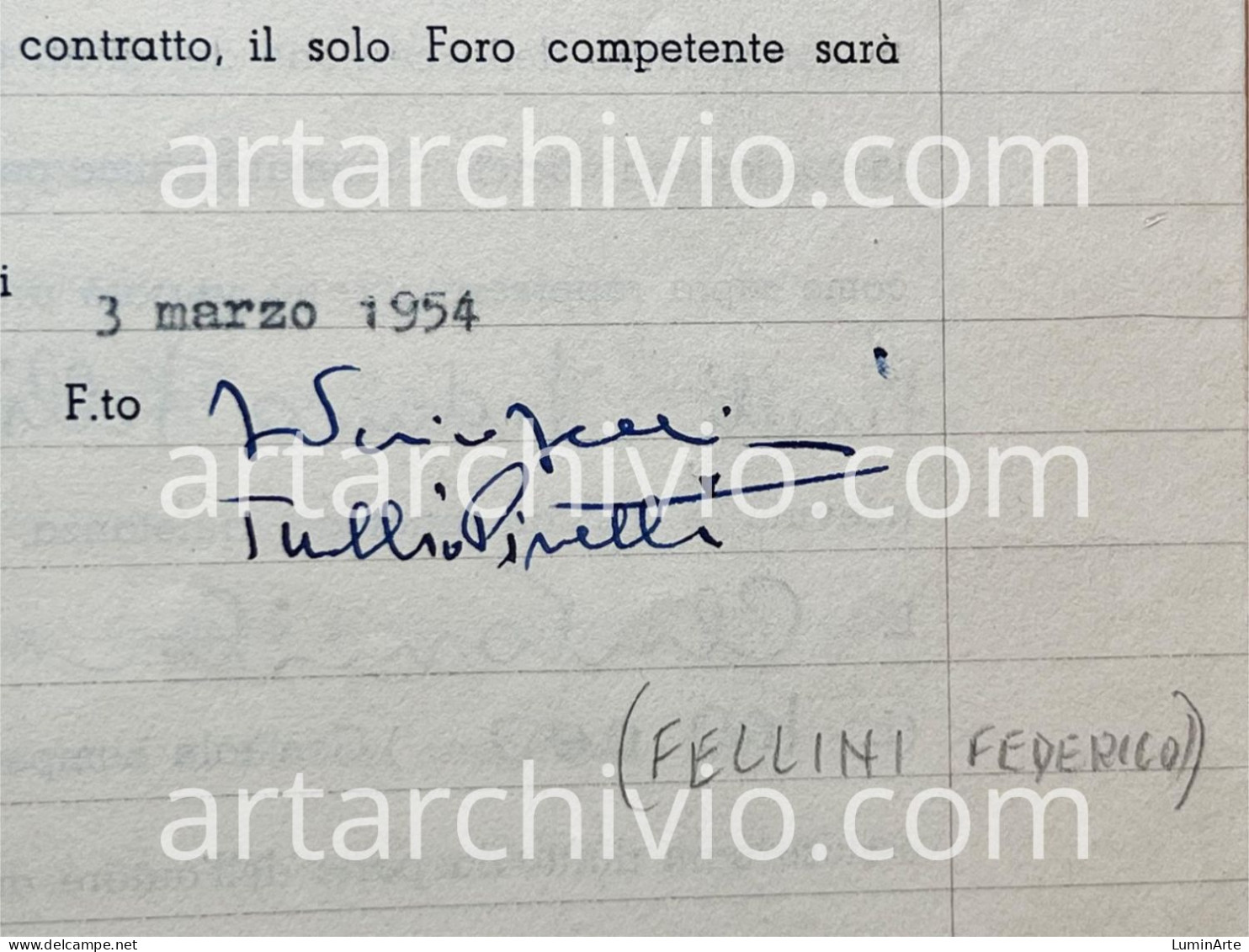 Autografi Signature Signès Federico Fellini + Carlo Ponti + De Laurentis For Film Movie 'La Strada' Cinema Oscar - Historische Personen
