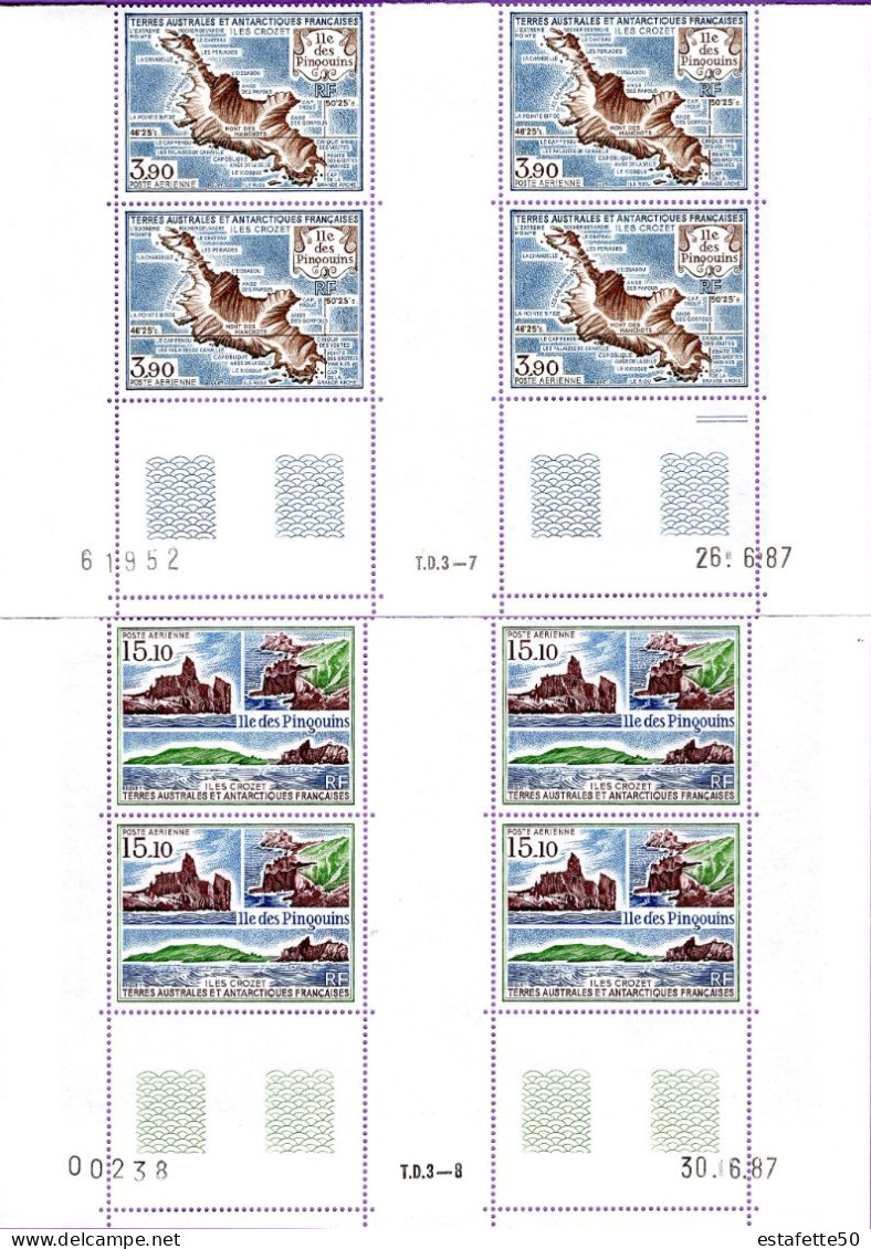 TAAF;1988; 2 Blocs De 4,coins Datés;TP N° 100/101 ; Iles Crozet " ;NEUFS**;MNH - Collections, Lots & Séries