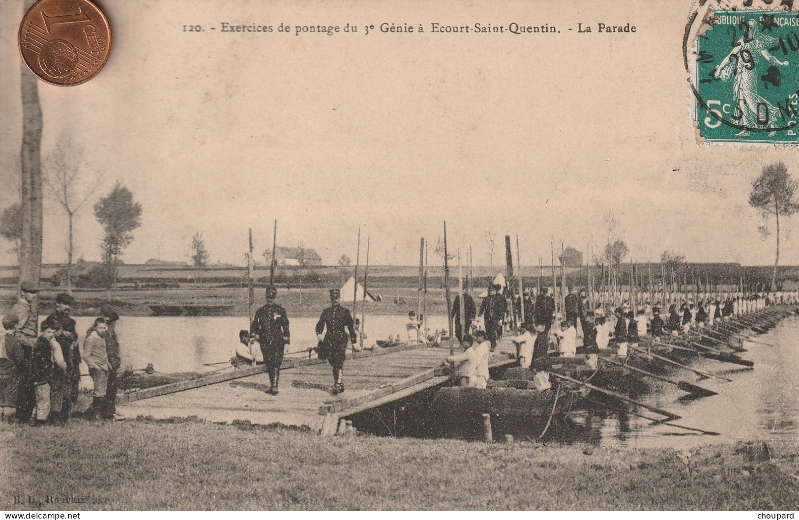 02 - Carte Postale Ancienne De  Exercices Du Passage Du 3ie Génie à ECOURT SAINT QUENTIN - Saint Quentin