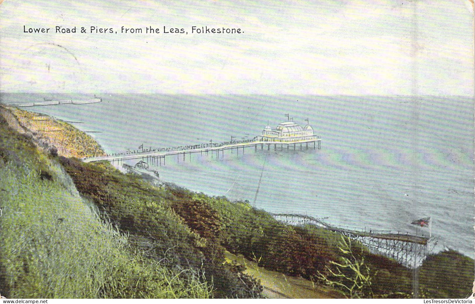 ANGLETERRE - Folkestone - Lower Road & Piers From The Leas - Carte Postale Ancienne - Andere & Zonder Classificatie