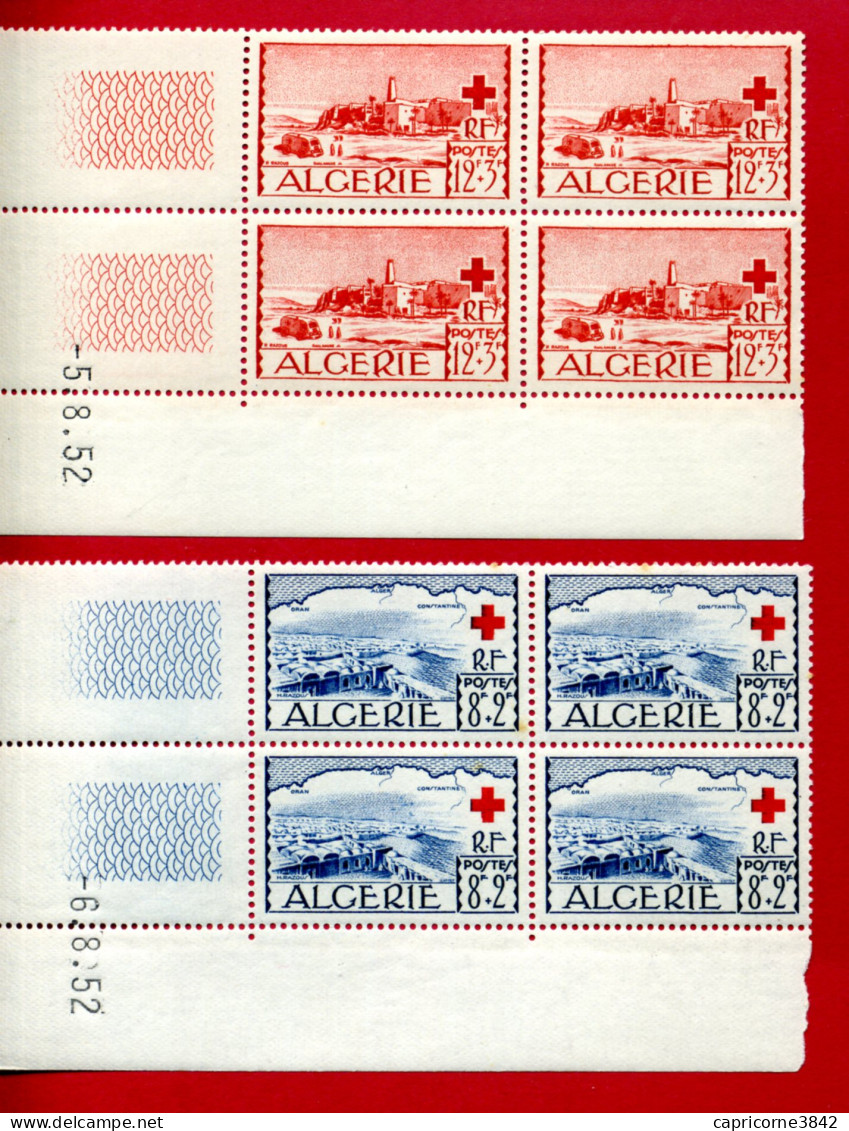 1952 - Algérie - 2 Blocs De 4 Tp N° 300 Et 301 - Emis Au Profit Des Œuvres De La Croix Rouge - Coins Datés - Unused Stamps