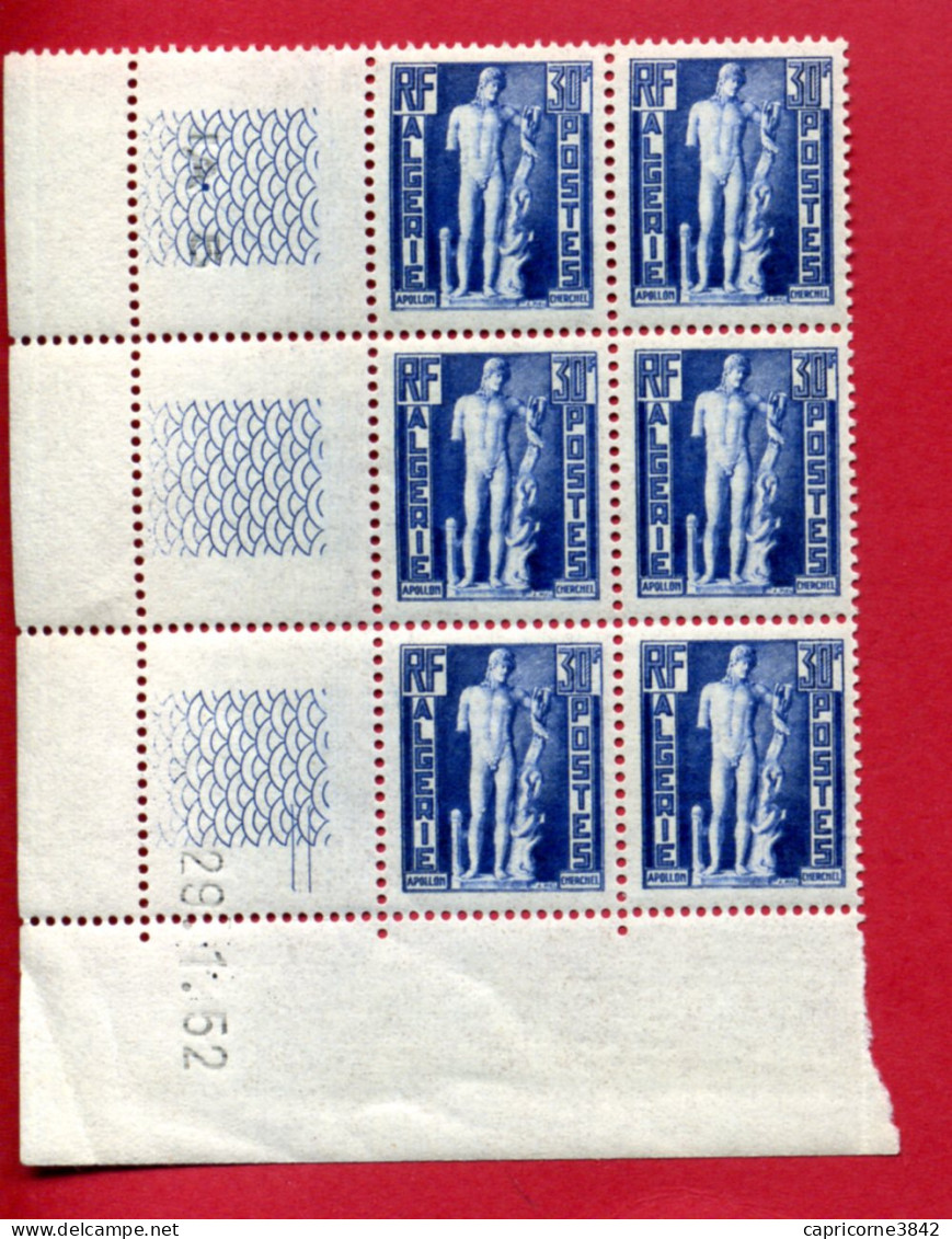 1952 - Algérie - Bloc De 6 Tp N° 293 -  Statue D'Apollon - Coin Daté - Unused Stamps