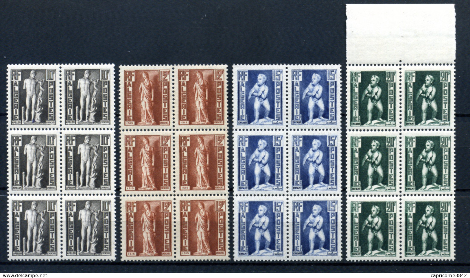 1952 - Algérie- 4 Blocs De 6 Timbres Neufs -  Statues Diverses Tp N° 288 - 289 - 290 - 292 - Unused Stamps
