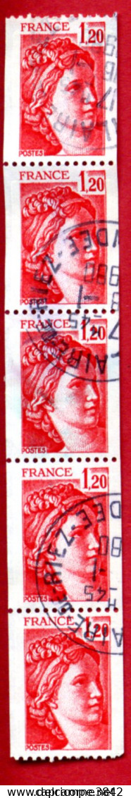 5 Timbres De Roulette Sabine De Gandon - N°1981B - Used Stamps