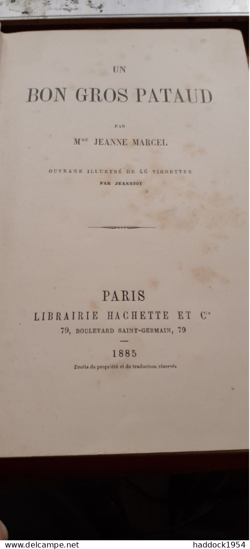 Un Bon Gros Pataud JEANNE MARCEL Hachette 1885 - Bibliothèque Rose