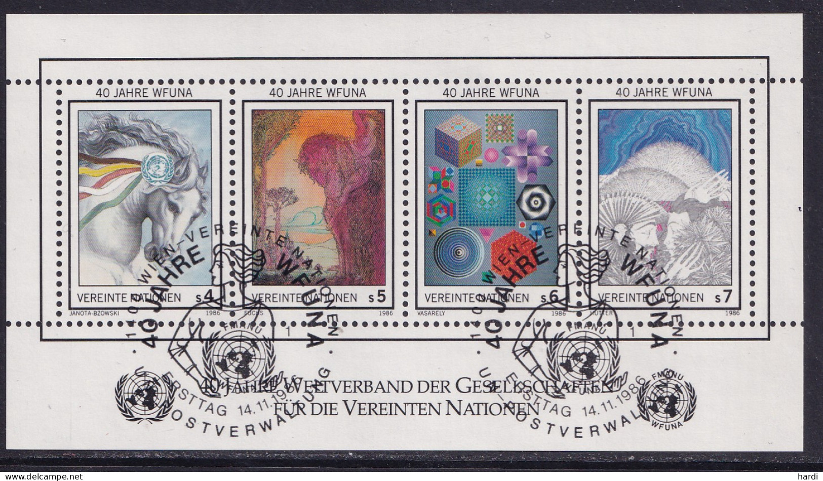 Vereinte Nationen Wien 1986, MiNr.: 64-67, Block 3 Mit FDC Gestempelt - Oblitérés