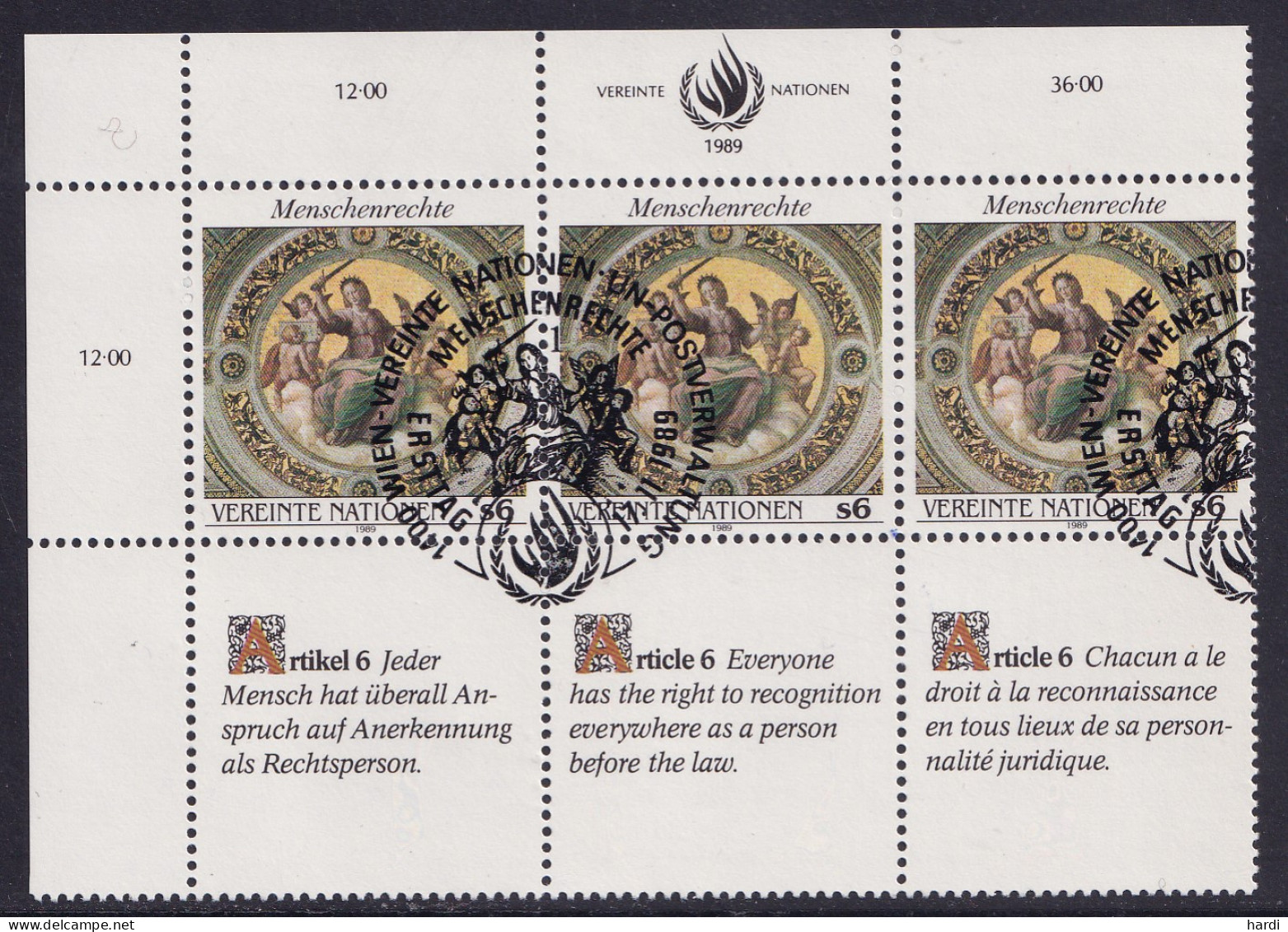 Vereinte Nationen Wien 1989, MiNr.: 96,97 2x 3erBlock Mit ZF  FDC Gestempelt - Usados