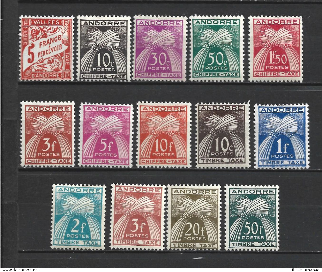 ANDORRA CORREO FRANCES LOTE DE SELLOS TAXA  SIN CHARNELA (S.11) - Used Stamps