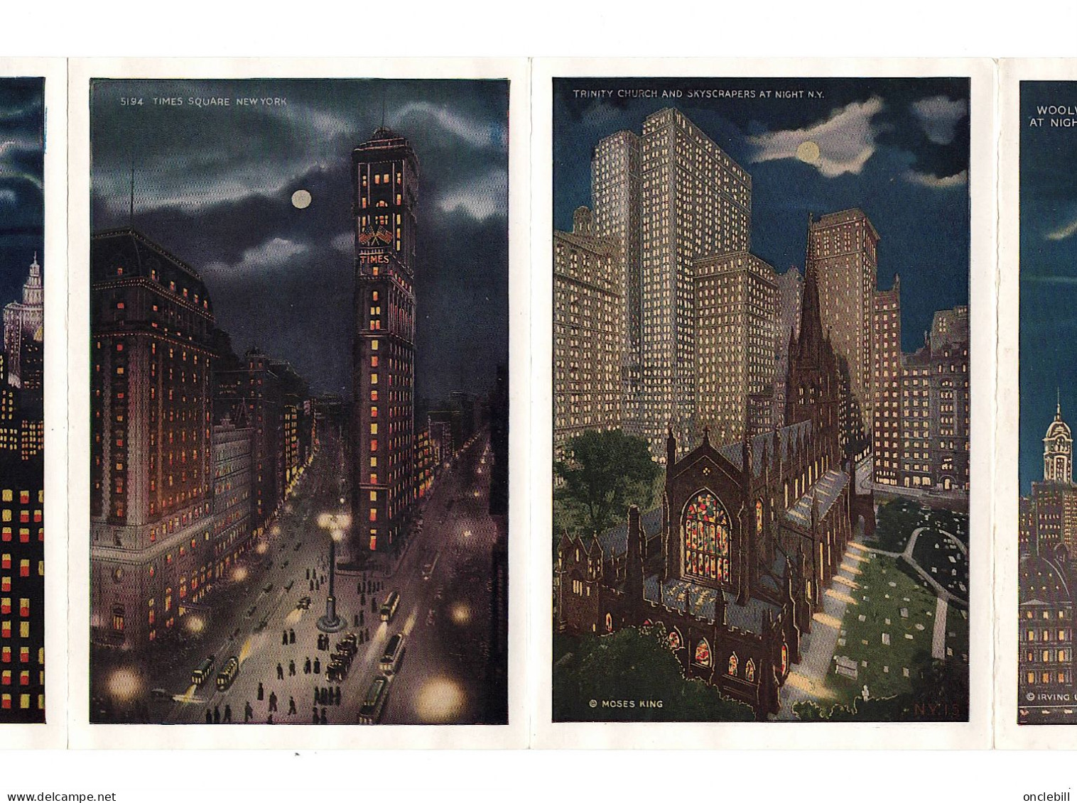 new York city USA dépliant postal souvenir folder 20 vues by night 1927 timbre washington rouge 2 cents bon état