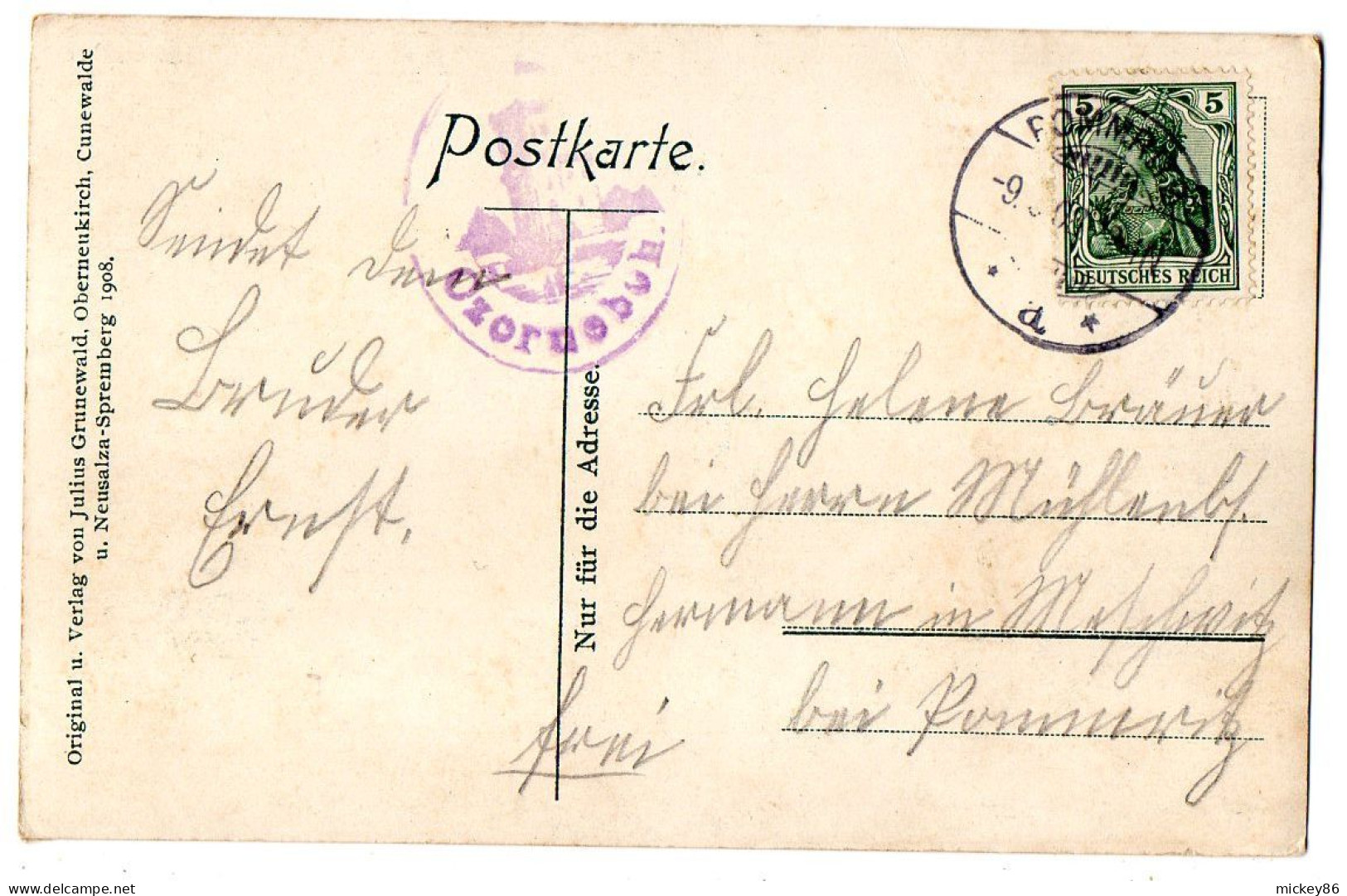 Allemagne - CUNEWALDE--1908-- Czorneboh (animée   .....cachet POMMRITZ - Cunewalde