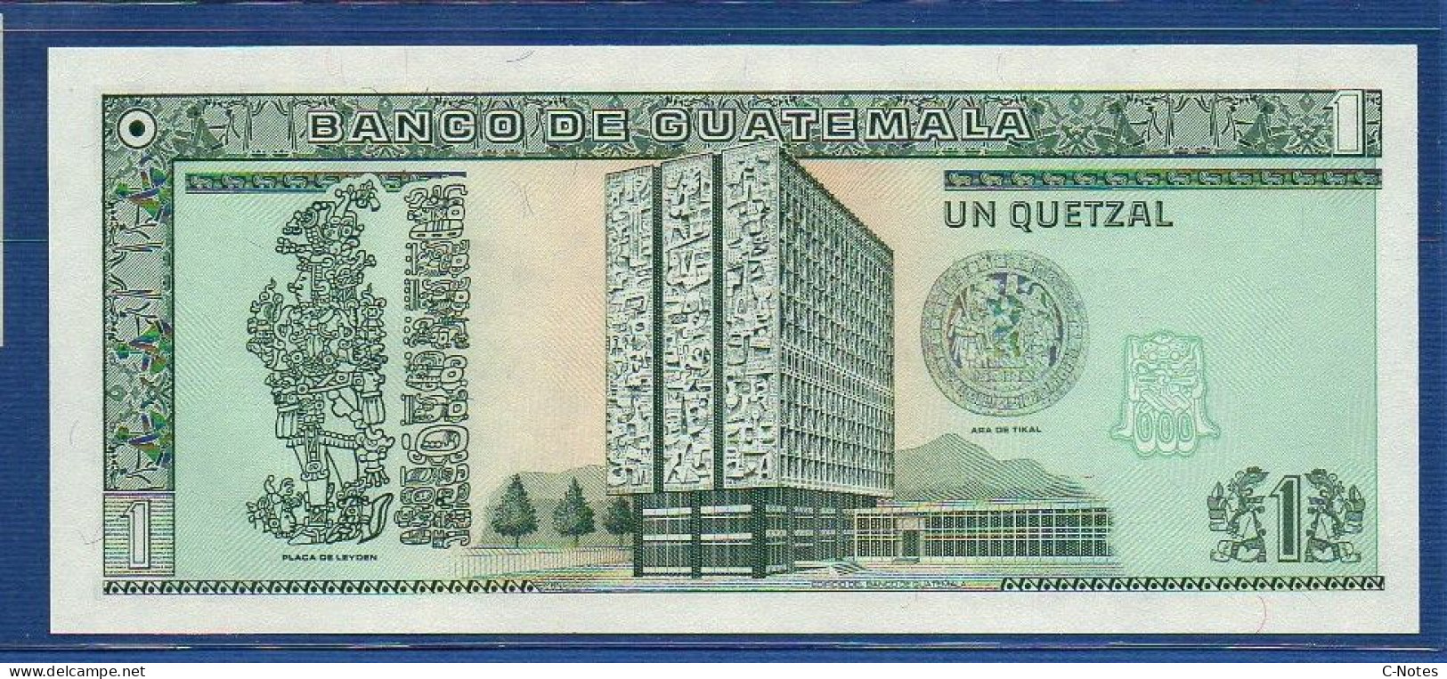 GUATEMALA - P. 73a3 – 1 Quetzal 03.01.1990 UNC, S/n  B0680387C,   Printer: Canadian Bank Note Company - Guatemala