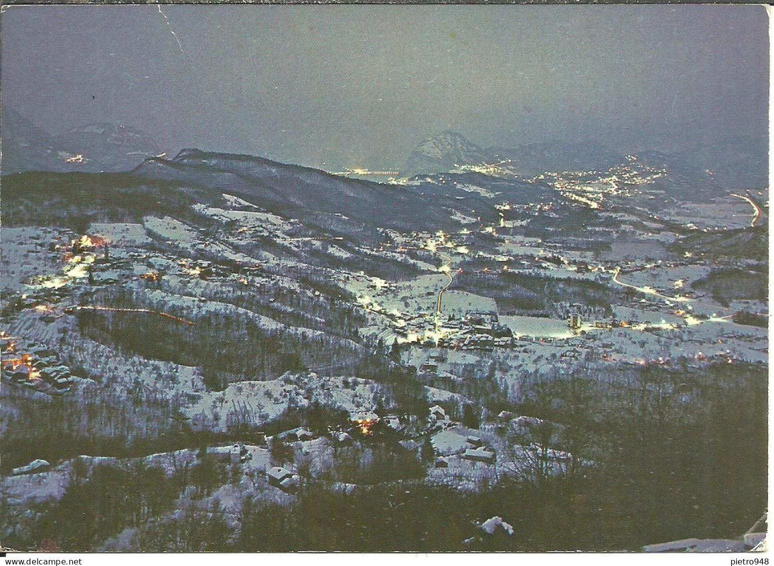 Bigorio Fraz. Di Capriasca (Tessin, Svizzera) Veduta Invernale Notturna Dal Convento, Vue Nocturne Du Monastère En Hiver - Capriasca