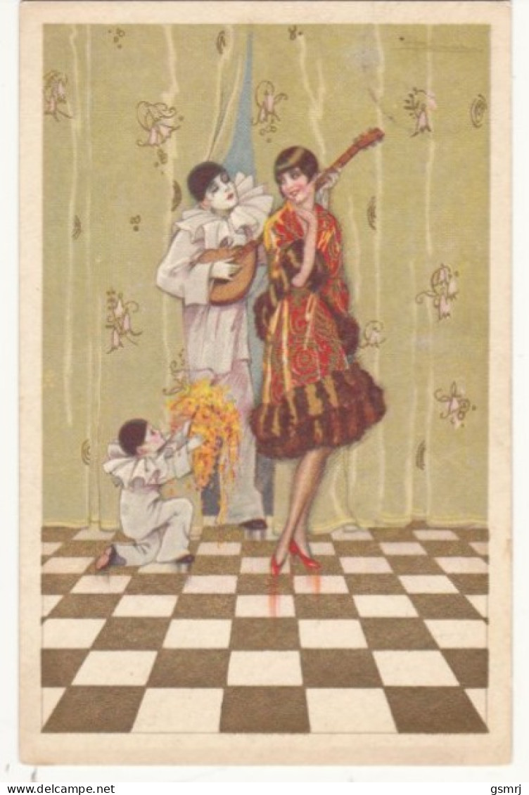 Illustratore - Busi - Pierrot Bambino - Ragazza, Mandolino - Degami - 1086. - Busi, Adolfo