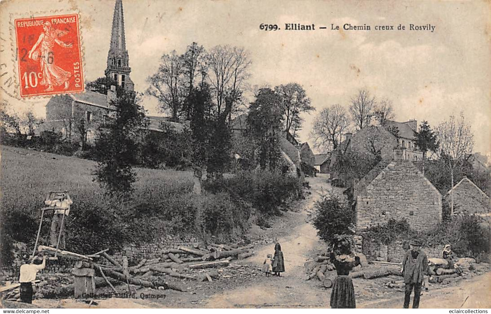 Elliant           29          Le Chemin Creux De Rosvily .   Scieurs De Long        (voir Scan) - Elliant