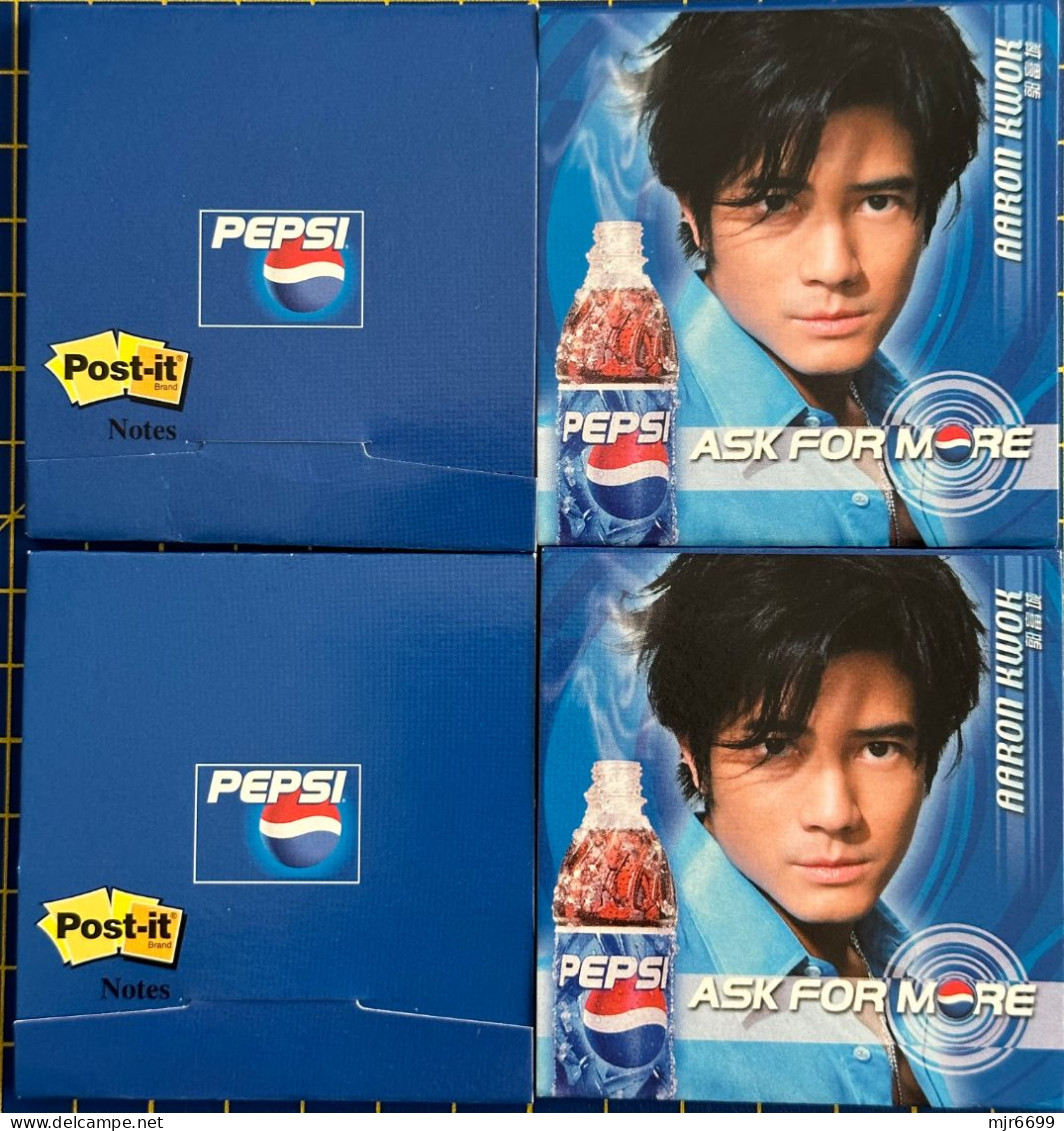 PEPSI POST-IT X 4 OF HONG KONG SINGER AARON KWOK, UNOPEN PACKS - Accessoires, Pochettes & Cartons