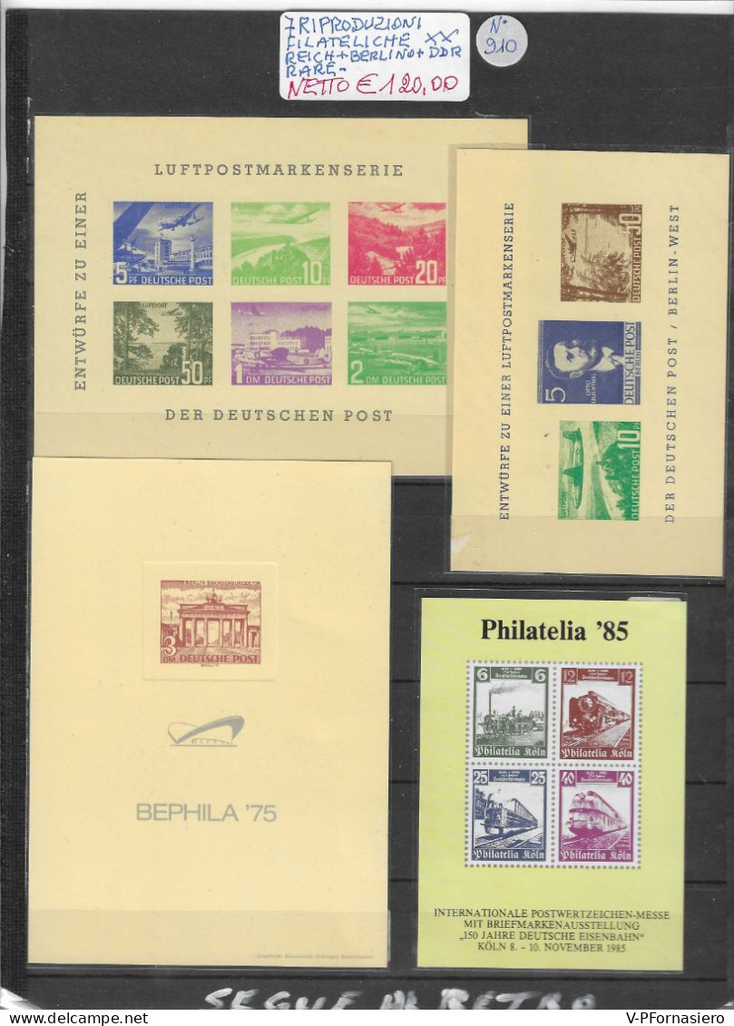 GERMANIA REICH+BERLINO+DDR ** 7 RIPRODUZIONI FILATELICHE RARE - Sammlungen