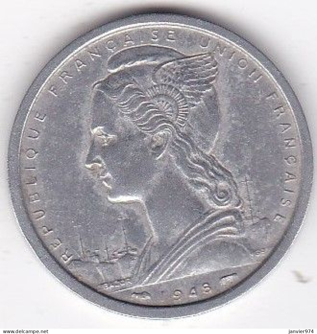A.O.F. Union Française 2 Francs 1948 , Aluminium, LEC# 12 , KM# 4 - Afrique Occidentale Française