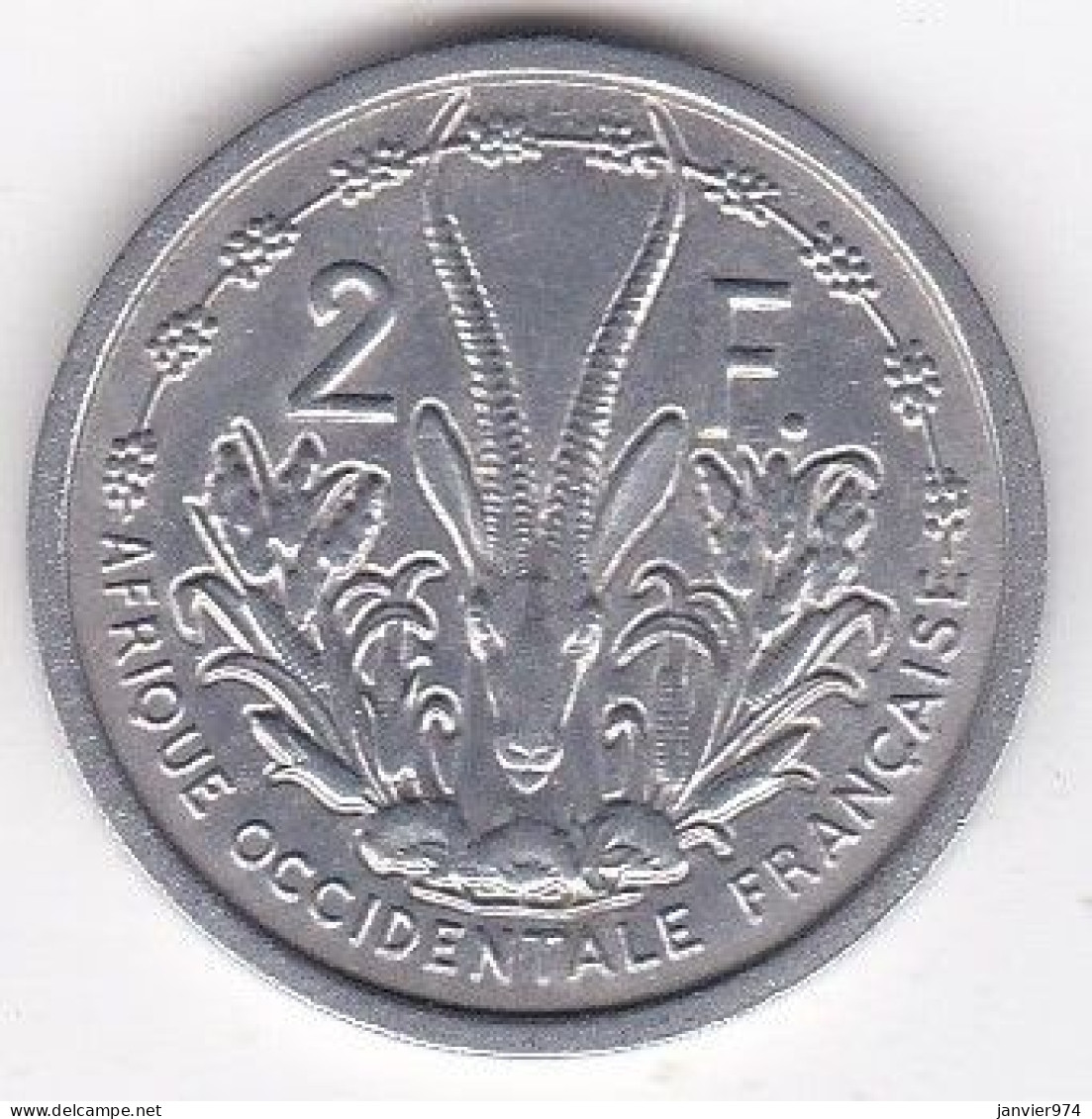 A.O.F. Union Française 2 Francs 1948 , Aluminium, LEC# 12 , KM# 4 - Afrique Occidentale Française