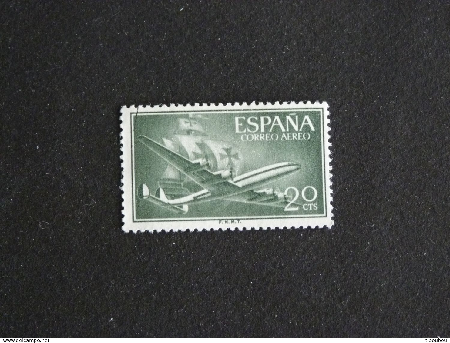 ESPAGNE ESPANA SPAIN YT PA 266 OBLITERE - CARAVELLE DE COLOMB ET AVION SUPERCONSTELLATION PLANE - Used Stamps