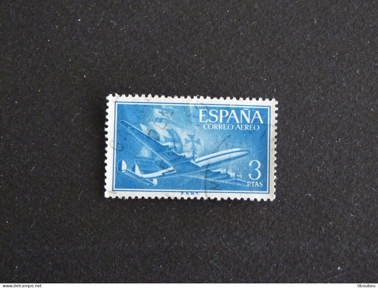 ESPAGNE ESPANA SPAIN YT PA 272 OBLITERE - CARAVELLE DE COLOMB ET AVION SUPERCONSTELLATION PLANE - Used Stamps