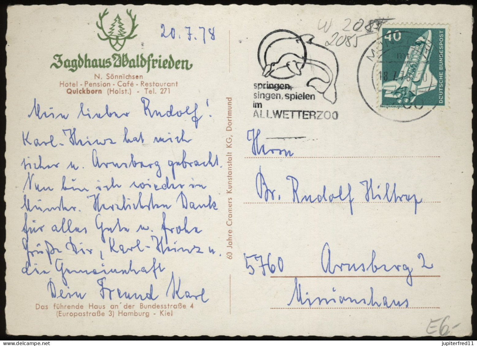 (B3205) AK Quickborn (Krs. Pinneberg), Jagdhaus Waldfrieden 1978 - Quickborn