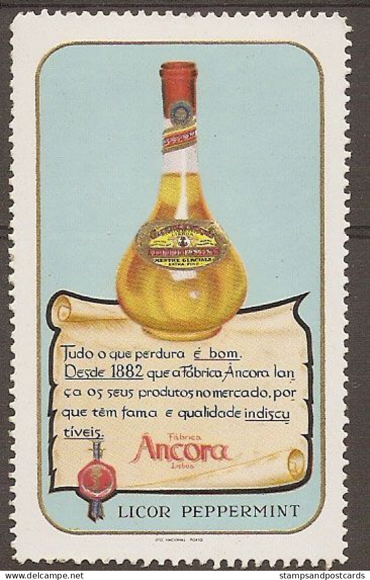 Portugal Vignette Publicitaire Licor Ancora Peppermint Liqueur Menthe Ancre Cinderella Publicitary Anchor Liquor - Vins & Alcools