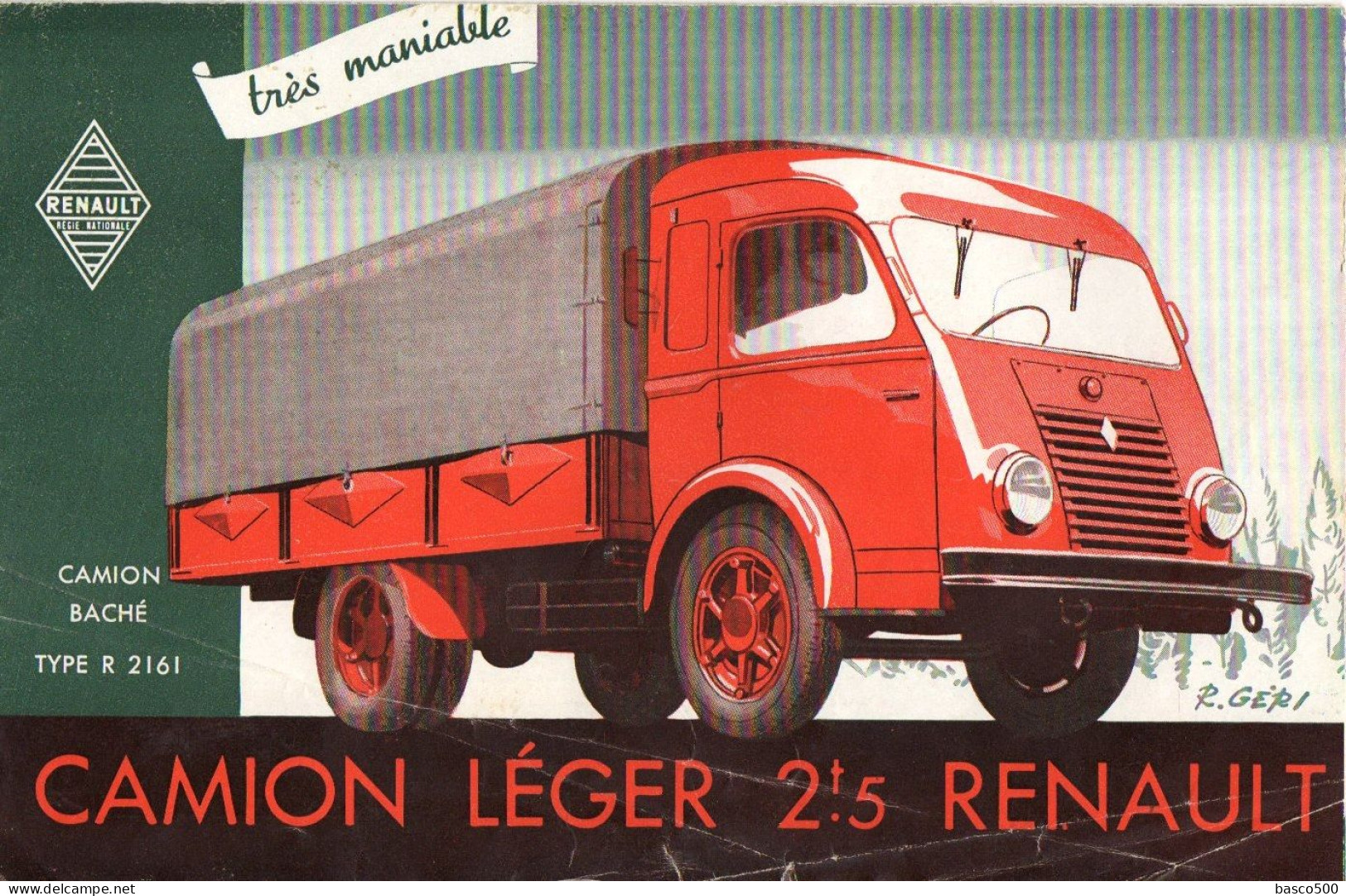 RENAULT - Grand Prospectus CAMION Léger 2,5 T R. 2161 - Trucks