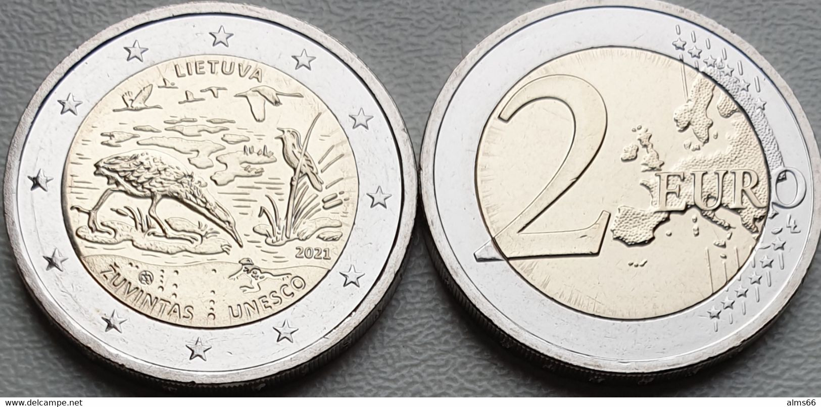 Lithuania 2 Euro 2021 UNC < Zuvintas UNESCO > - Lituania