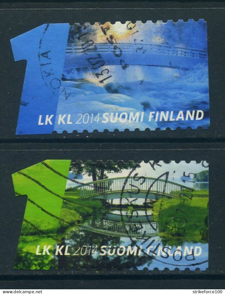Finland 2014 - Two Used Bridges & Water Coil Stamps, Part Set (2/10). - Gebraucht