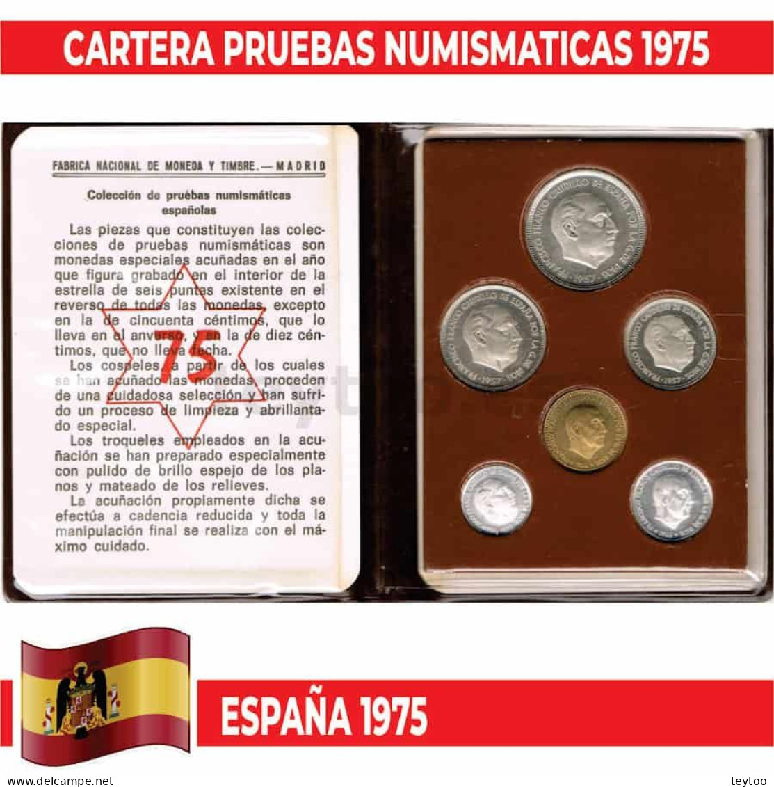 M0002# España 1975. Cartera Pruebas Numismáticas 1975 (FDC) - Mint Sets & Proof Sets