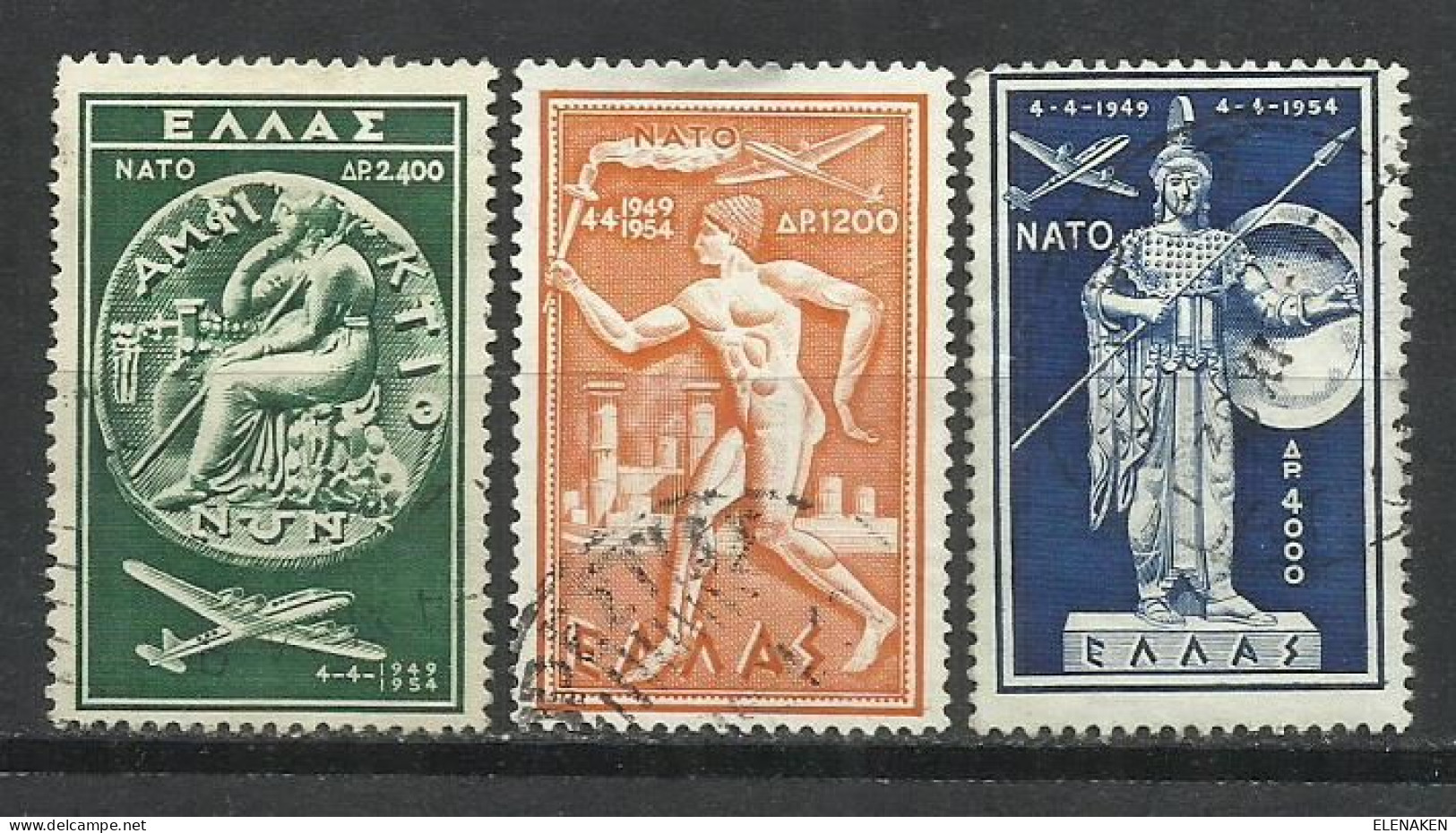 463A-SERIE COMPLETA AEREOS 1954 Nº66/68 QUINTO ANIVERSARIO DE OTAN 10,00€ YVERT - Used Stamps