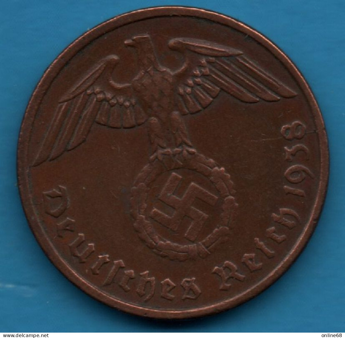 DEUTSCHES REICH 2 REICHSPFENNIG 1938 G KM# 90 Svastika - 2 Reichspfennig