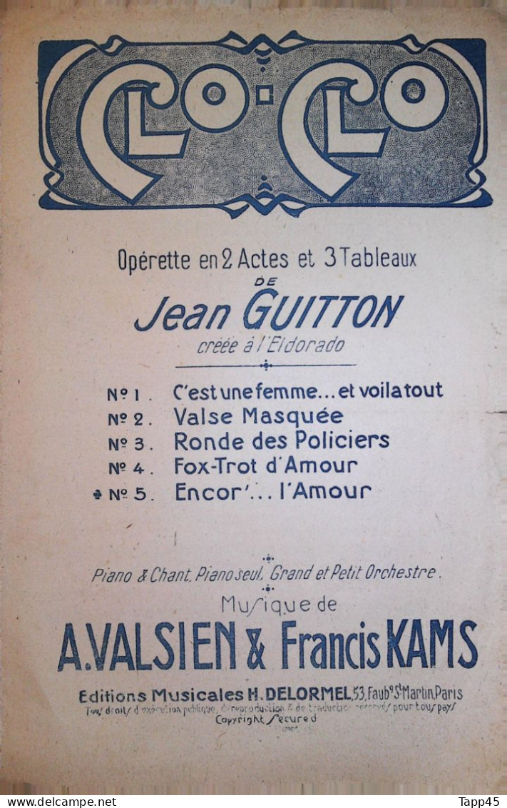 A) Encor'  > Partition Musicale Ancienne > Voir Aussi La Rubrique  Delcampe 18607 > Réf: 2/04/2023 - Opéra