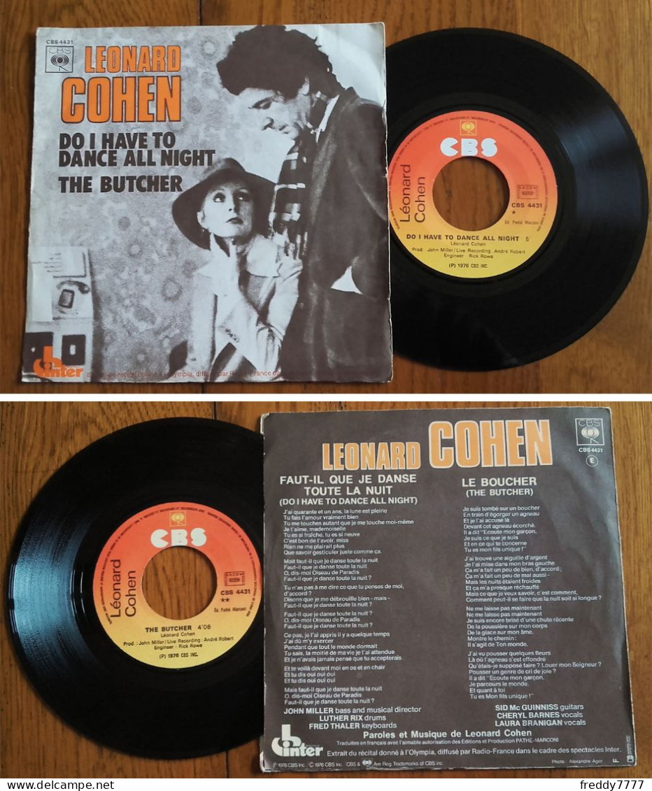 RARE French SP 45t RPM (7") LEONARD COHEN «Do I Have To Dance All Night» (1976) - Country Et Folk