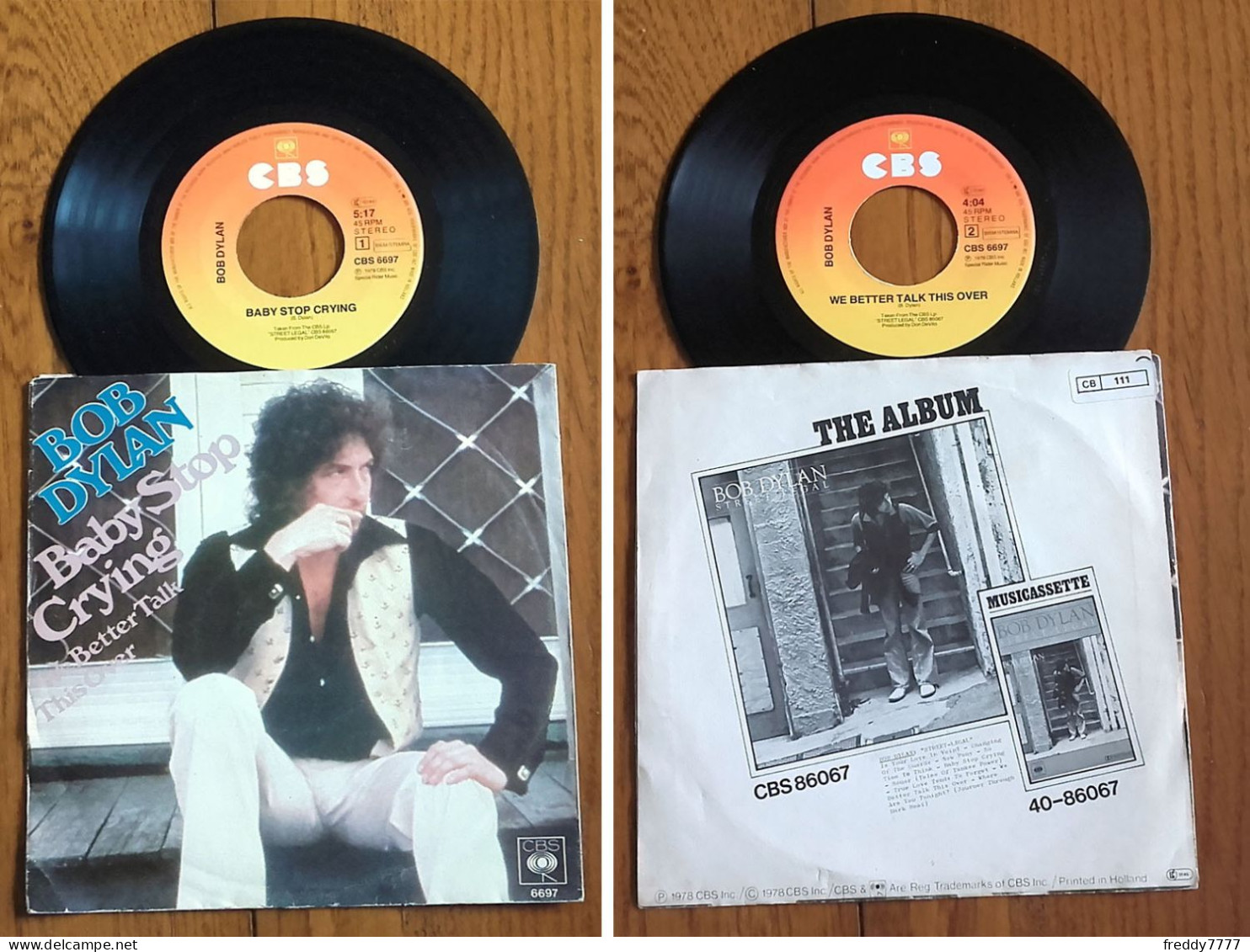 RARE French SP 45t RPM (7") BOB DYLAN «Baby Stop Crying» (1978) - Country Y Folk