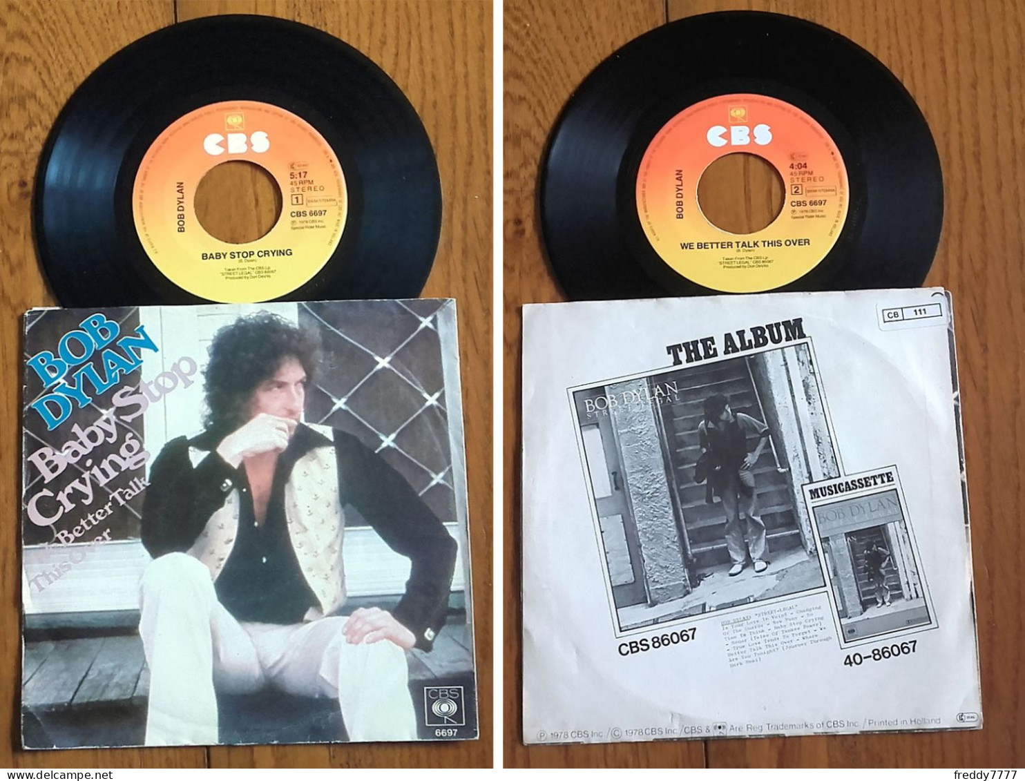 RARE French SP 45t RPM (7") BOB DYLAN «Baby Stop Crying» (1978) - Country Et Folk