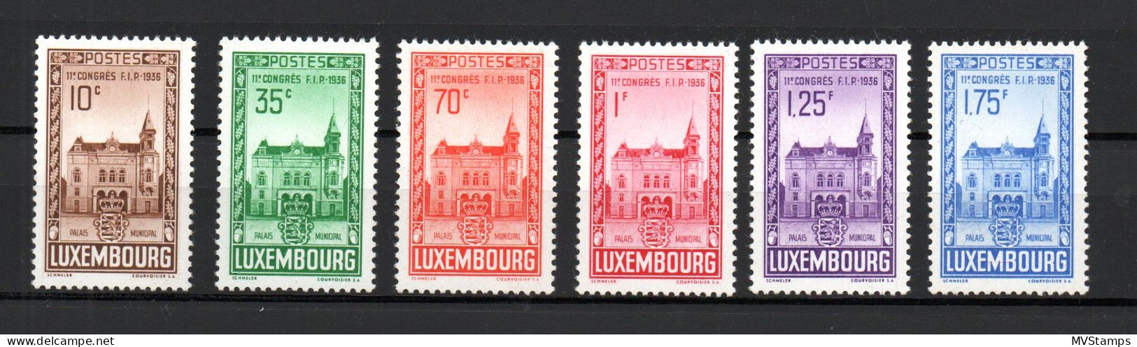 Luxembourg 1936 Set FIP Stamp Exhibition Stamps (Michel 290/95) MNH - 1926-39 Charlotte Right-hand Side