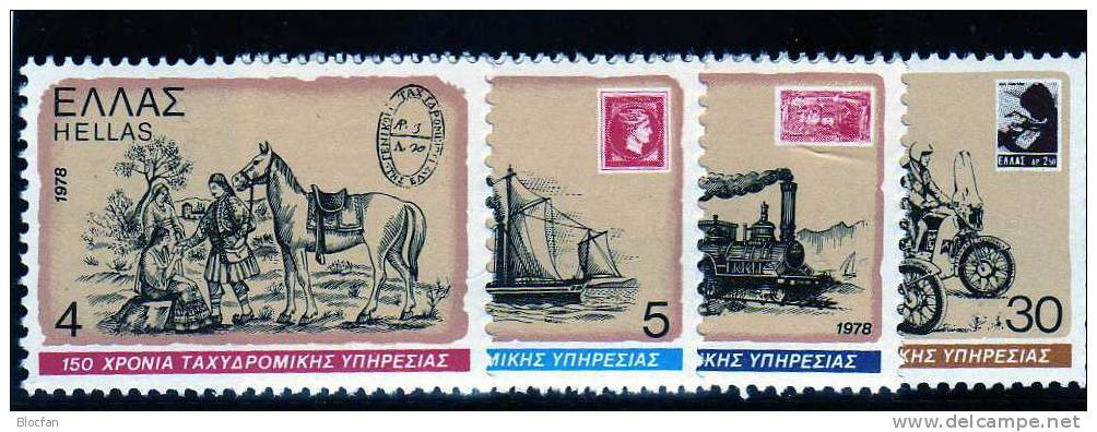 150 Jahre Post 1978 Griechenland 1308/1+Block 1 ** 2€ Marke Auf Marken Hoja Stamp On Stamp Philatic Bloc Sheet Bf Hellas - Blocks & Sheetlets