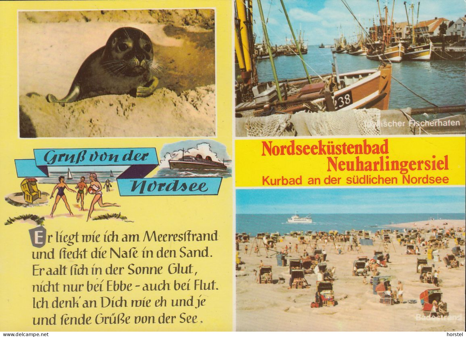 D-26427 Neuharlingersiel - Ansichten - Robbe - Fischerhafen - Strand - Spruch - Esens