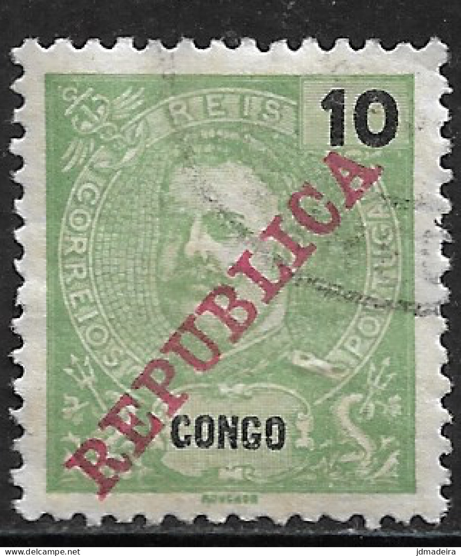 Portuguese Congo – 1911 King Carlos Overprinted REPUBLICA 10 Réis Used Stamp - Congo Portuguesa