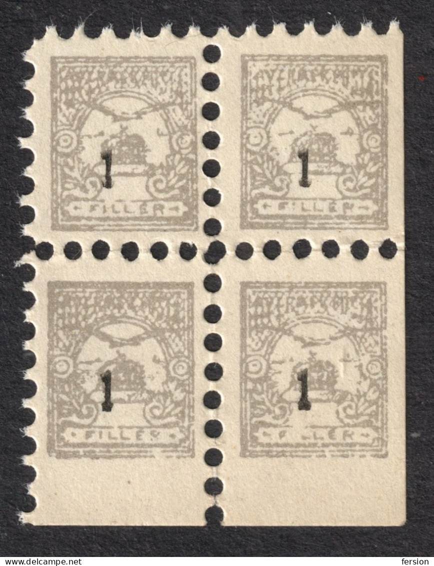 CHILDREN POST STAMP  / TURUL - Hungary - 1910 - MNH - 1 F - Block Of Four - Nuovi