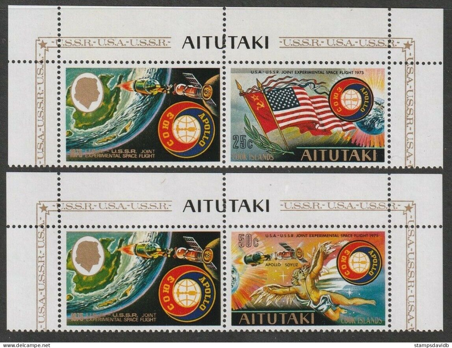 1975 Aitutaki 139-140+Tab Joint Flight Apollo - Soyuz - Oceania