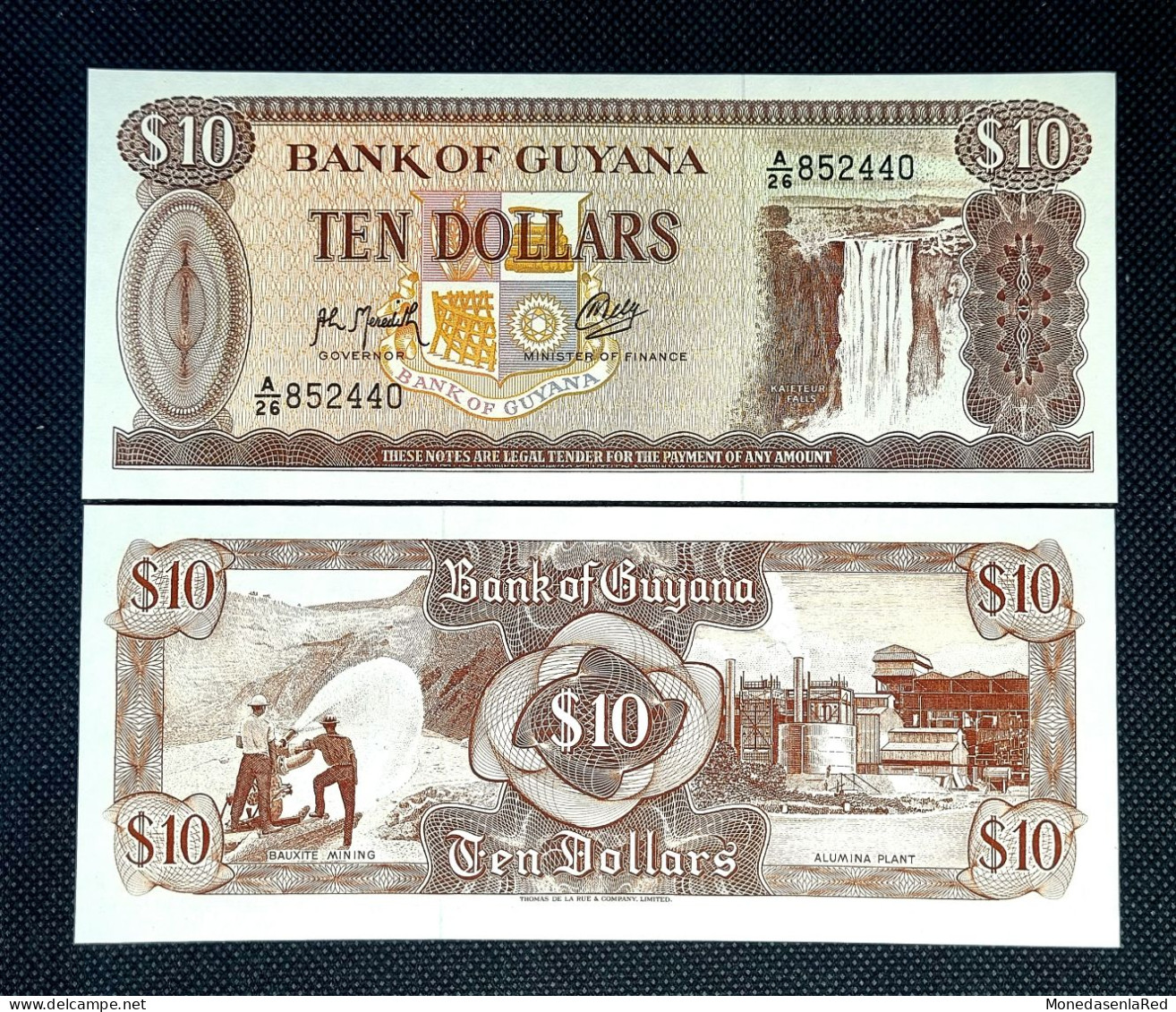 BILLETE 10 DOLARES GUYANA 1992 SC/UNC PLANCHA - Guyana