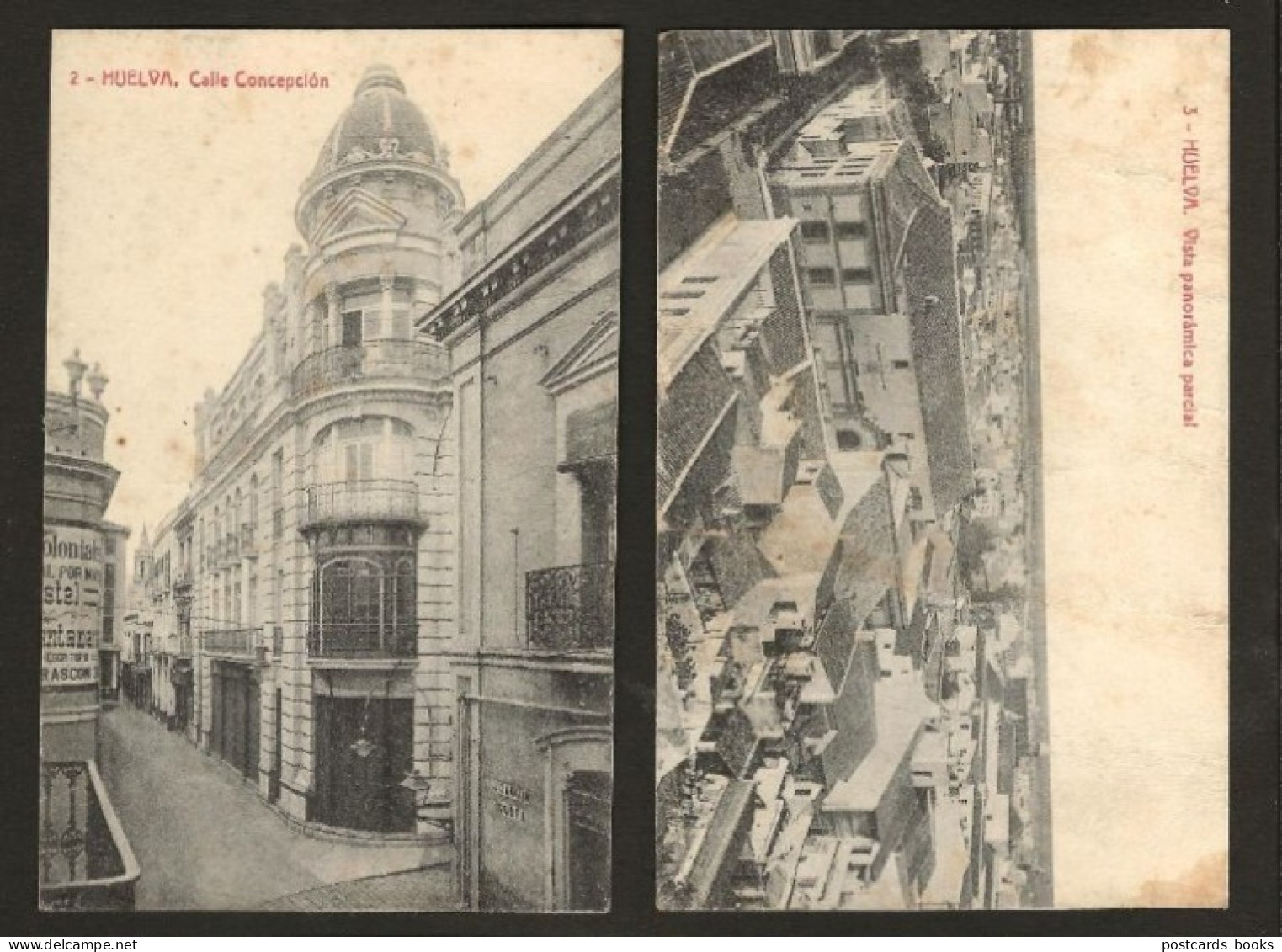 Conjunto 4 Tarjetas Postal HUELVA Calle Joaquim Costa, SEVILLA Hotel ESPANA. Set Of 4 Old Postcards ANDALUCIA Spain. - Huelva