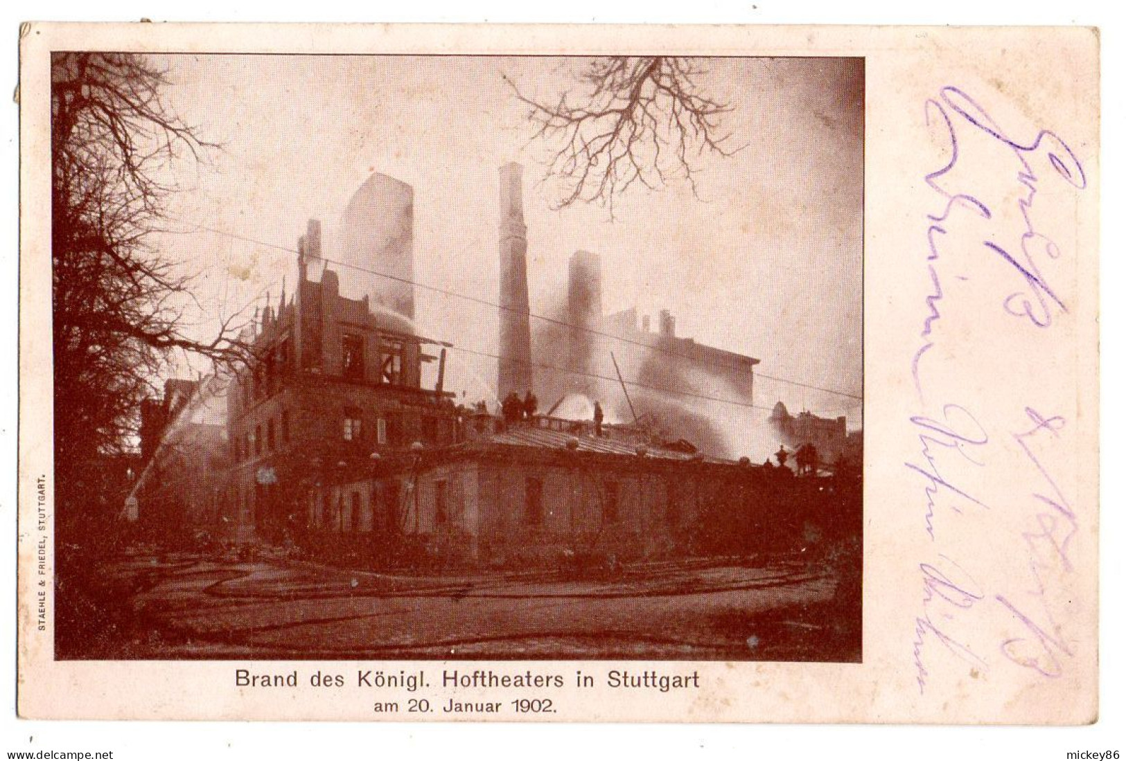Allemagne--STUTTGART -- 1903--Brand Des Konigl...Hoftheaters In Stuttgart.....carte Précurseur - Stuttgart