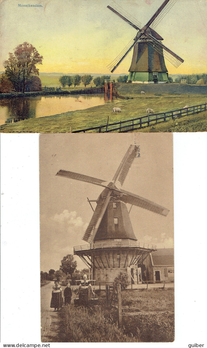 Pays Bas Monnikendam Moulin  Molen 2 Cartes - Sonstige & Ohne Zuordnung