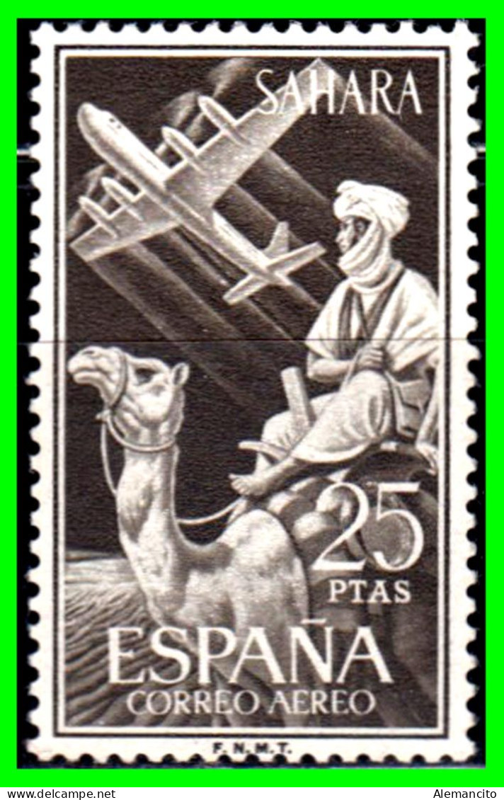 ESPAÑA COLONIAS ESPAÑOLAS ( SAHARA ESPAÑOL AFRICA ) SELLO AÑO 1961 AEREO VALOR 25 Ptas. PROTECTORADO - NUEVO - - Sahara Español