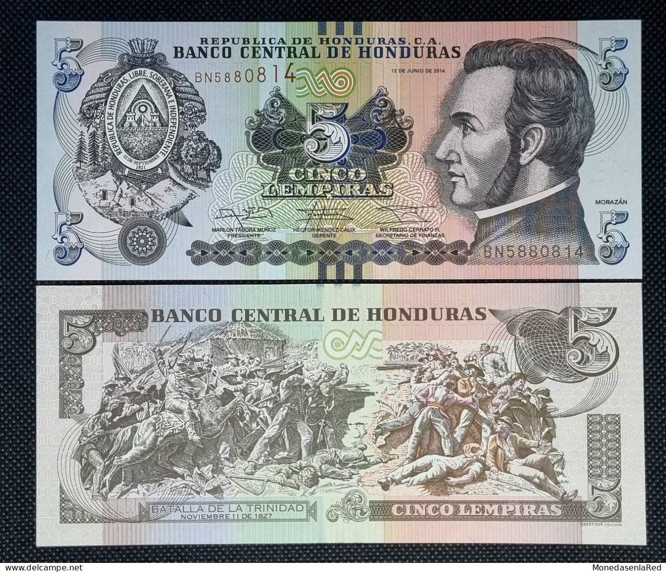 HONDURAS 5 LEMPIRAS 2014 SIN CIRCULAR / UNC P-98b - Honduras