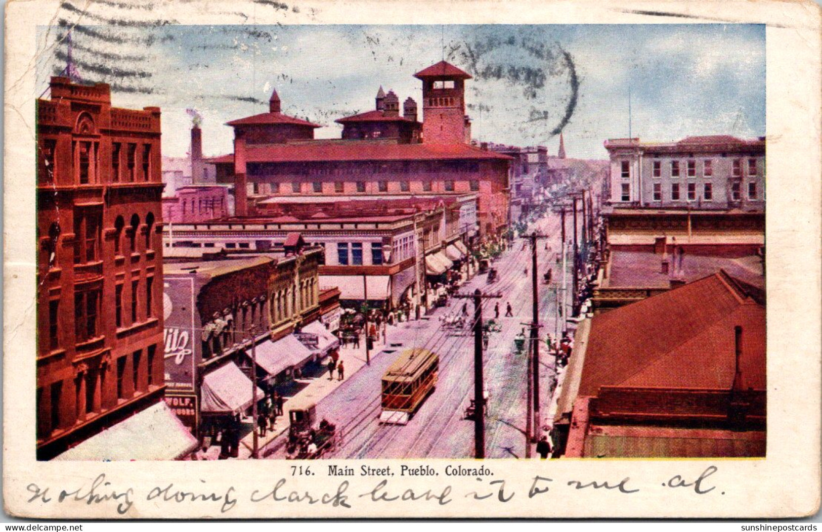 Colorado Pueblo Trolley On Main Street 1908 - Pueblo