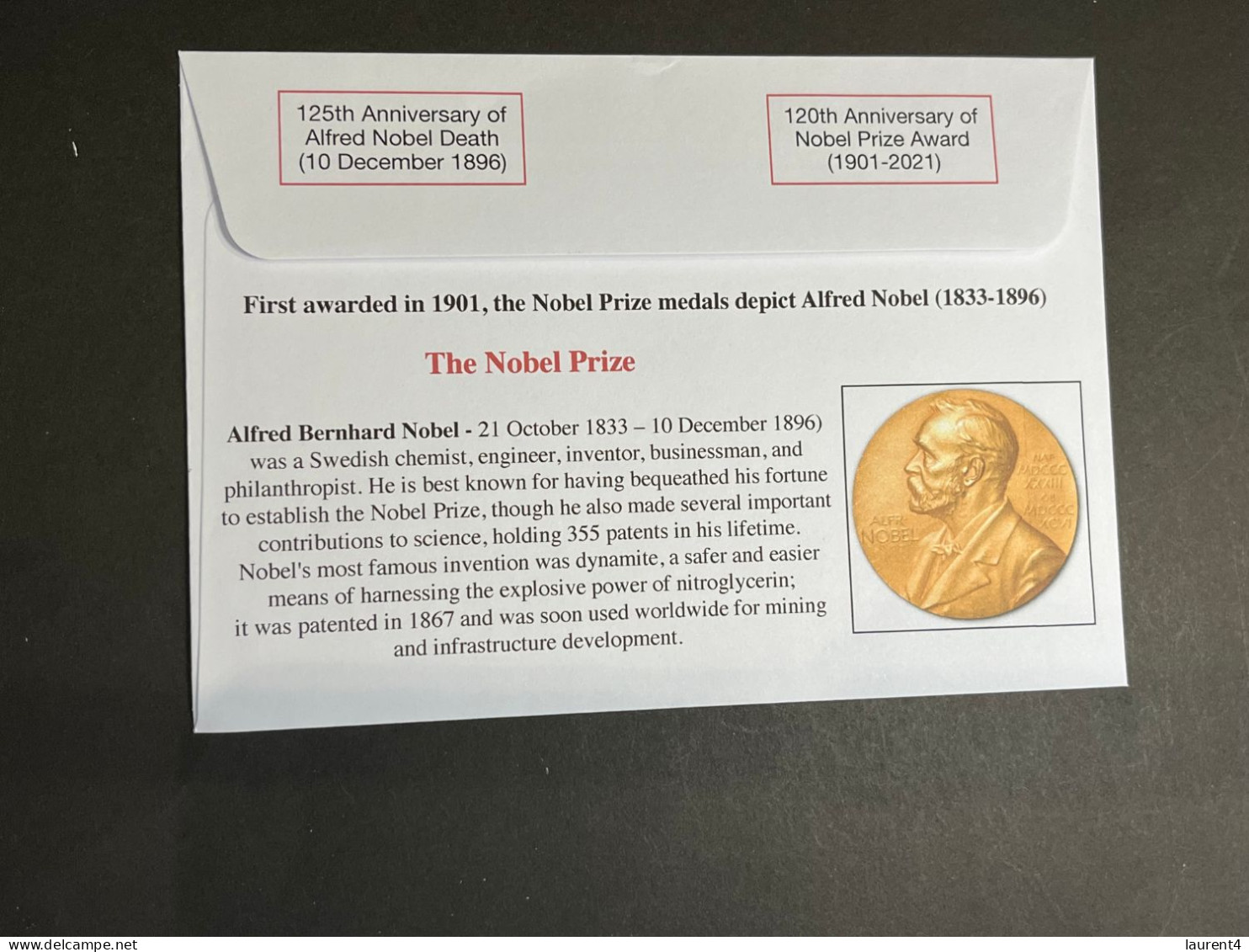 (4 P 13A) Nobel Prize Awarded In 1901 - 5 Covers - Australian Stamps (postmarked 10-10-2021 / 120th + 125th Anniversary - Other & Unclassified